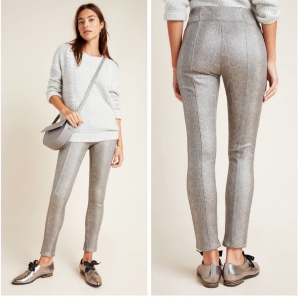 BY ANTHROPOLOGIE Snake Print Scuba Metallic Moto Legging Pant 28